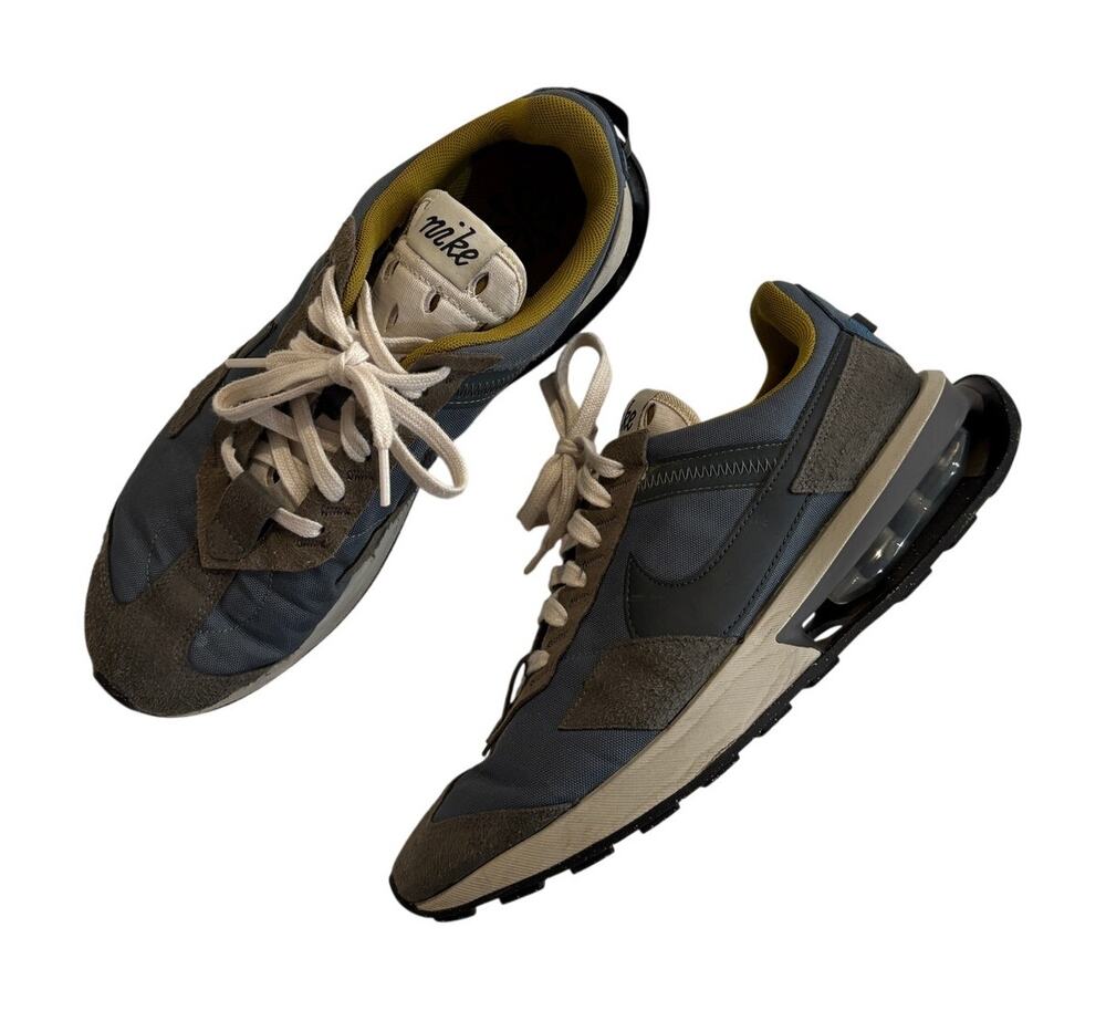 Nike Men's Athletic Shoes Gray Blue Olive with Cream Laces